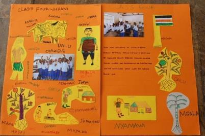 Klasse 4, Vukani, betrachten die Collagen aus Berlin Antwort-Collage der Kinder aus Vukani, Klasse 4 Dabei