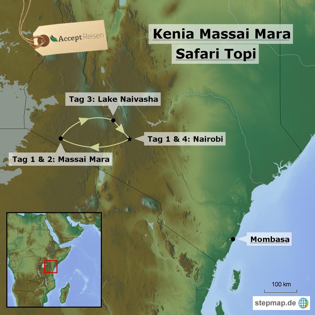 Kenia Massai Mara Safari: Höhepunkt jeder Kenia Reise ist eine Safari in dem Massai Mara Nationalreservat, das für seine weite Savannenlandschaft mit zahlreichen Wildtieren und für die große