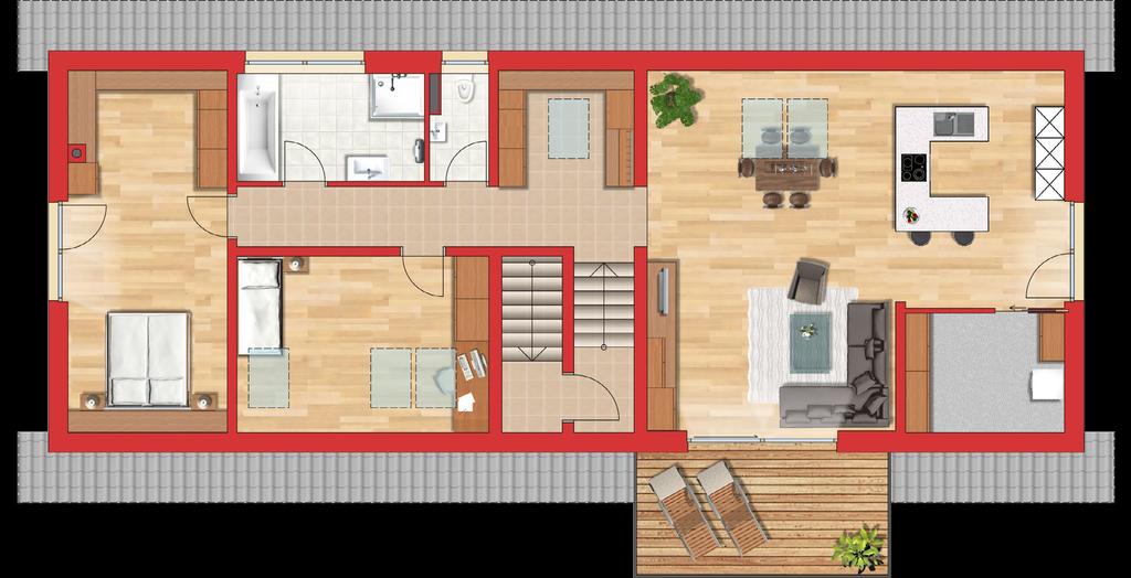 Grundriss Dachgeschoss Top 5 Wohn-Essbereich 30,46 m² Top 5 Küche 12,36 m² Diele 13,51 m² Bad 8,02 m² Schlafzimmer 15,95 m² Bad WC Zimmer 12,05 m² WC 2,06 m² Küche Abstellraum 4,09 m² Gesamt Top 5