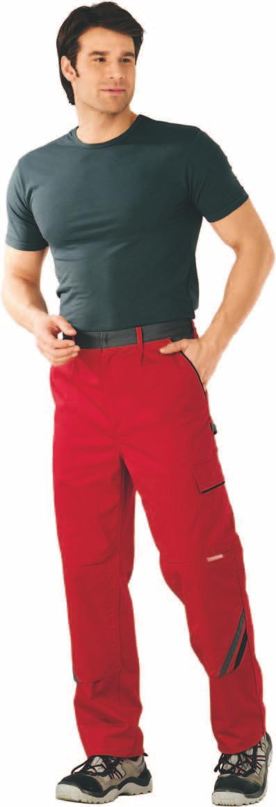 and Velcro closure, elasticated waistband, 2 hip pockets with flaps, round waistband with seven belt loops, zipped fly.