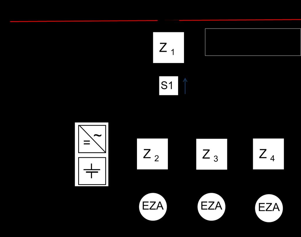 Abbildung 16: Komplexes Anschlussbeispiel mit mehreren EZA und Speicher in der Kundenanlage bei höheren Leistungsgrenzen Bei diesem Beispiel (Abbildung 16) ist der Speicher nicht fest mit einer der