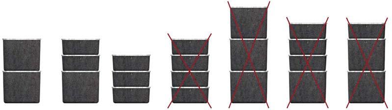 Weitere Bauregeln Stapelung von Boxen auf und neben dem Möbel: max. 3 Boxen aufeinander und max.