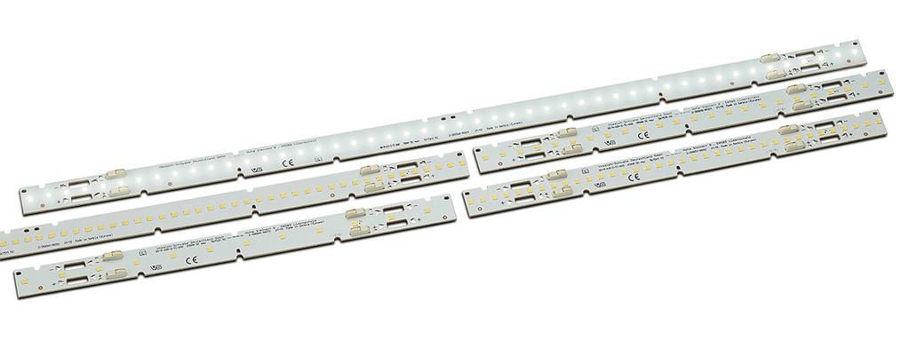LED Line SMD SELV L28/56 W2 Technische Merkmale LED-Einbaumodul zum Einbau in Leuchten Abmessungen WU-M-608/609/610: 280x20 mm WU-M-611/612/613: 560x20 mm On-Board-Steckklemmen, wahlweise ober- oder