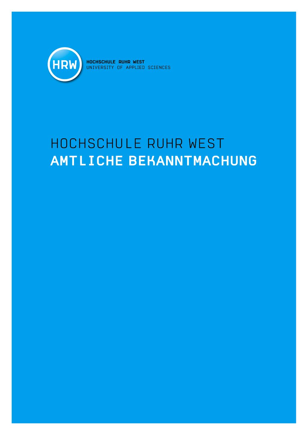 Gleichstellungsrahmenplan der Hochschule Ruhr West