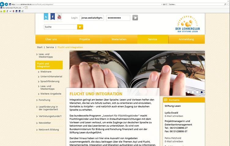 Lehrerportal der Stiftung www.
