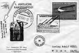 österreich 1945 - heute / ganzsachen 1918 - heute 21 * amtl. raketenpost 1961-1963 1961-1963aR/3 30,- amtl.