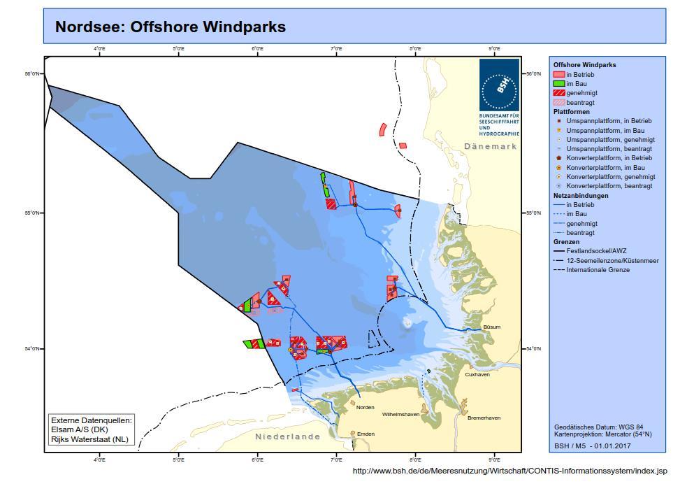 Herausforderungen beim Bau von Offshore-Bauwerken Planungsstand Offshore-Windenergie (teilw.