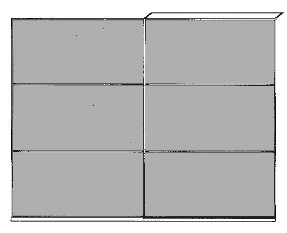 Gleittürenschränke Türen mit Alu-Griffleiste Standard-Inneneinteilung: je Element Einlegeböden und 1 Kleiderstange Kein Expresslieferservice Innentiefe 57,5 cm 4 cm ohne Kranzprofil Aufsatzleuchte