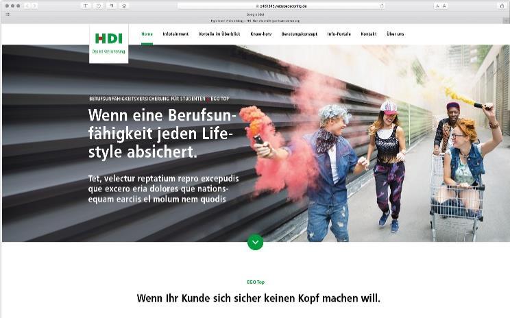 Kunden Landing Page (www.hdi.
