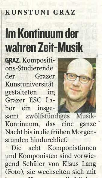 Kleine Zeitung, Kultur, 19.12.2011, S. 43 Musiksymposium in Graz diskutiert Scelsi-Rezeption in Österreich www.kleinezeitung.