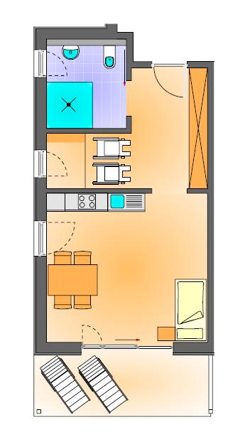 Beispiel Einzimmerappartement (Wohnung 1) Beispiel Drei-Zimmerwohnung (Nr.