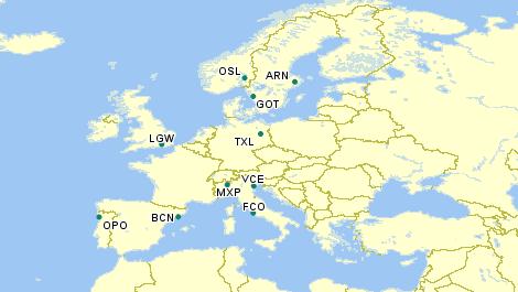 A 5.2 Low-Cost-Umsteigeangebote b Bestehendes Angebot Low Cost Airline Vueling Easyjet Ryanair Norwegian 1 Flughafen mit Umsteigemöglichkeit BCN, FCO TXL, LGW, MXP, VCE MXP, FCO, OPO OSL, ARN, GOT