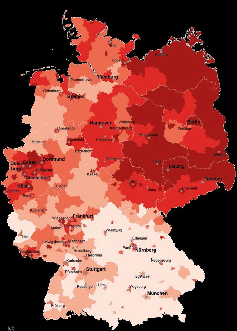 Ungleiches Deutschland Teilbereich Wohlstand Karte 9 Anteil der Arbeitslosen im Rechtskreis SGB II an den Erwerbspersonen in Prozent; Kreise und kreisfreie Städte, 2012 bis unter 3,3