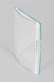 2 stopbag tasca portadepliant in acrilico color vetro, spessore 3mm, per formato DIN A4, inclinata di circa 30, adatta per circa 200 fogli singoli.