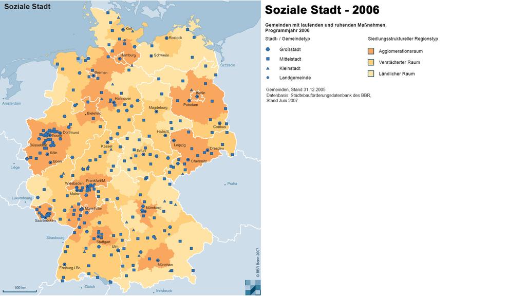 Das Programm Soziale Stadt 2008 523 in 326 Gebiete Städten und