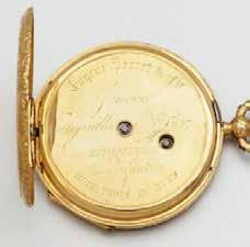 Auf dem Staubdeckel bez.: Eugene Perret & Cie. Genève Nr. 4937, Huit Trous en Rubis. D. 3,9cm. Die Uhr ist funktionsfähig mit leichten Gebrauchsspuren.