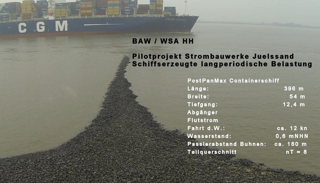 Film: BAW 2015 Schadensanalyse: Änderung der Flottenstruktur Änderung der schiffserzeugten Strömungs- und Wellenbelastung aufgrund von Schiffsgröße (u.a. Breite) Passierabstand zum Ufer bzw.