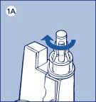 1 Vorbereiten der Injektion Überprüfen Sie anhand des Etiketts, ob Actrapid InnoLet den richtigen Insulintyp enthält. Nehmen Sie die Verschlusskappe ab (wie durch den Pfeil gezeigt wird).