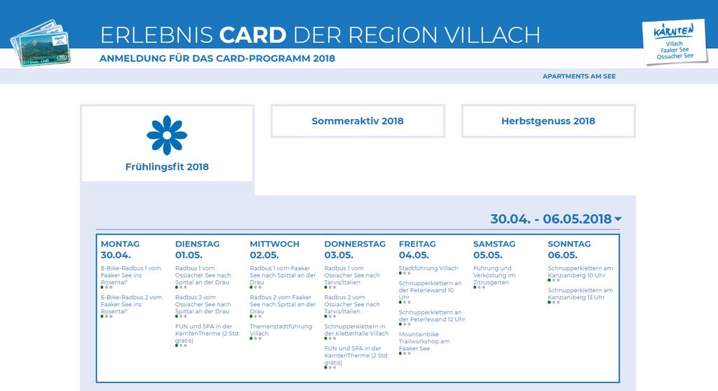 ERLEBNIS CARD - ANMELDETOOL - Email an support@region-villach.