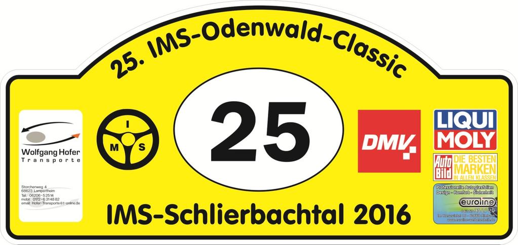 Wir begrüßen Sie recht herzlich zur 25. IMS-Odenwald-Classic. Der Veranstalter, die IMS Schlierbachtal e.v.