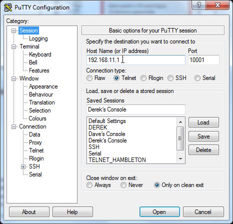 10 Öffnen Sie die PuTTY Software Um den Datenverkehr von der TLS4 Konsole zu archivieren ist es möglich einen Log Bericht für jede PuTTy Sitzung zu erstellen.