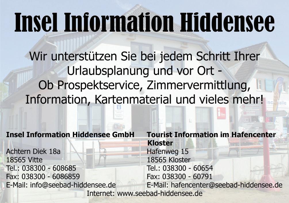 de Ihre Werbung stehen. Hiddenseer Hafen- und Kurbetrieb marketing@seebad-hiddensee.