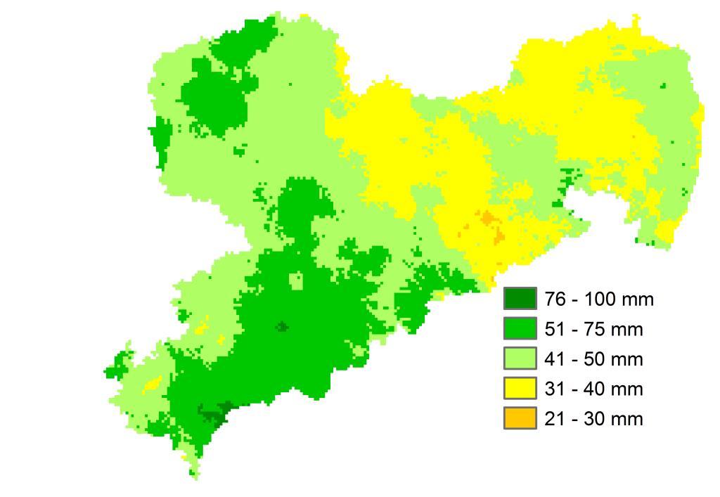 Die Entwicklung des mittleren Wasservorrates der Schneedecke vom 05.03. bis zum 02.04. in den sächsischen Flussgebieten sowie des Flussgebietes der Elbe auf tschechischem Gebiet zeigt die Tabelle 1.