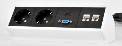 2. Netbox 2.3 Auftischbox Smart Global Gehäuse silber eloxiert Einsätze schwarz Ausgestattet mit: Smart Global 1 x RJ45 CAT 6, geschirmt, inkl.