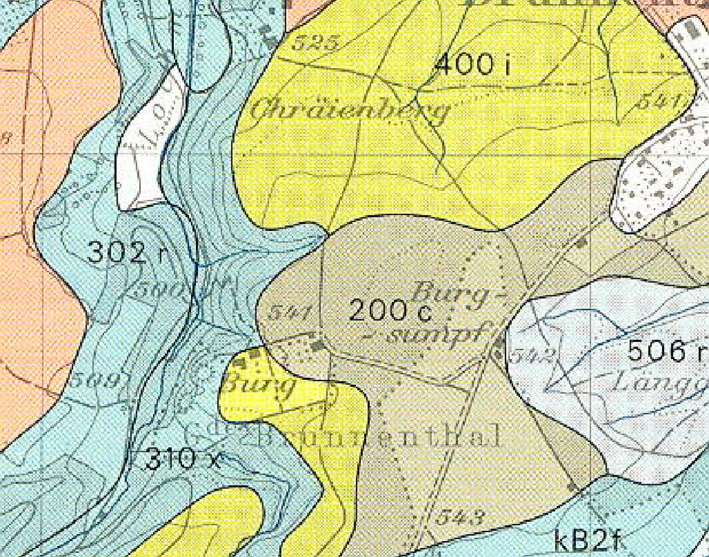 Karte Wasserhaushalt M 1:25 000 Auszug aus Bodenkarte 1:25'000