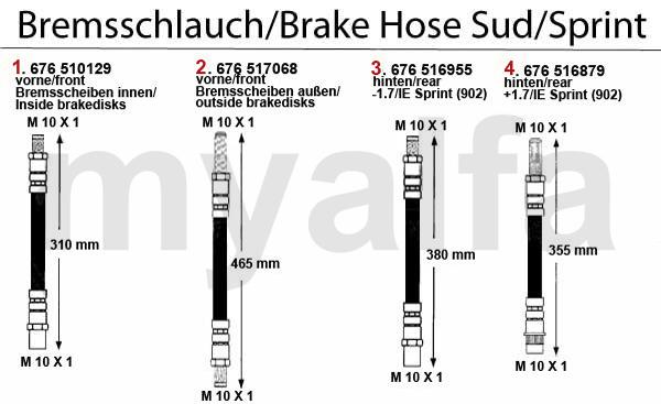 1 67610129 Bremsschlauch vorne Sud/Sprint, alle mit innenliegenden Bremsscheiben 21,30 CHF 2 67617068 Bremsschlauch vorne 33 (905/7) 1.7 ie /16V 4x4 bj.