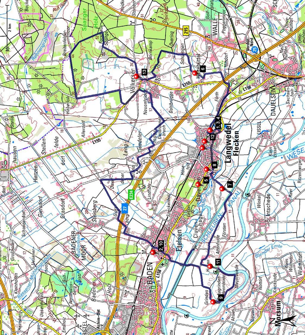 Länge: 48,06 km Steigung: + 180 m / - 180 m Start: Verlauf: Förth, Nindorf, Holtebüttel, Schülingen,