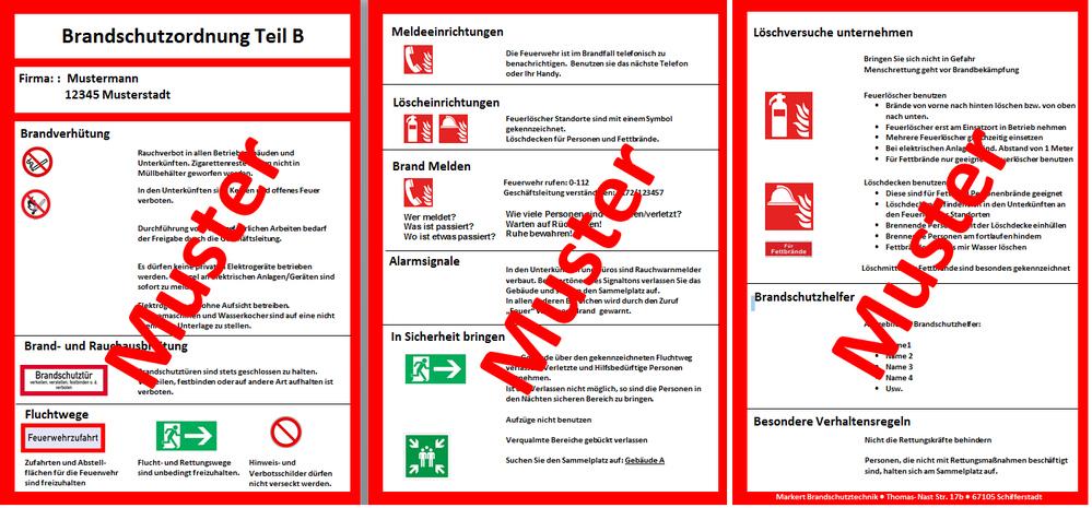 Organisatorischer Brandschutz: - Brandschutzordnung Teil B - Mitarbeiter Quelle: Fa.