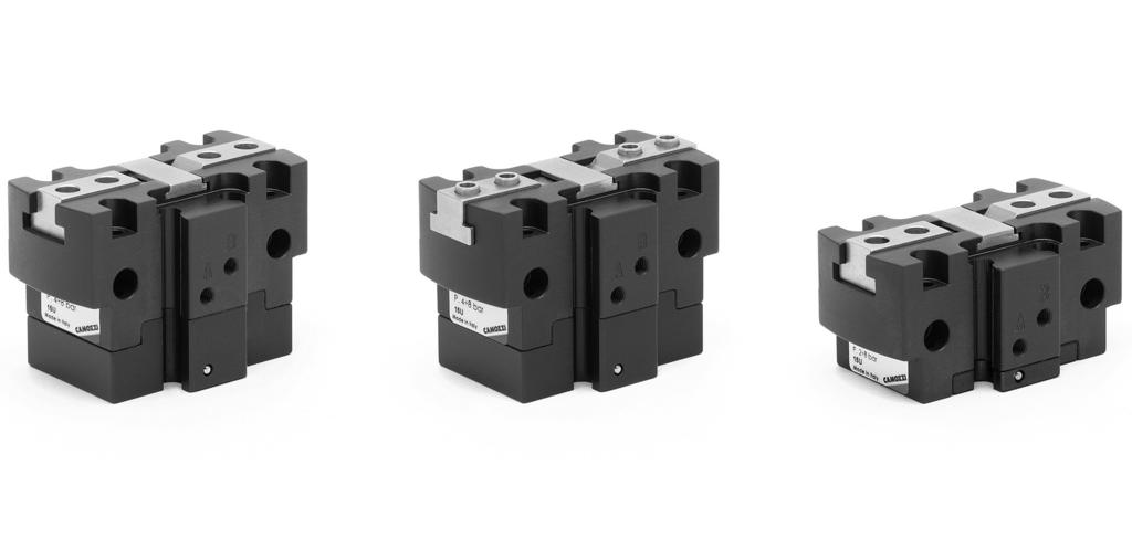 Parallelgreifer mit T-Führung Serie CGPT Neu Magnetversion, selbstzentrierend, einfach-, doppeltwirkend Kolbendurchmesser: ø 6, 20, 25, 32, 40 mm Robuste, kompakte und leichte Ausführung Hohe