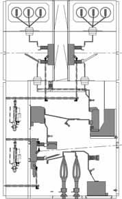 Sammelschienenräume 2 Sammelschienen-Trennschalterräume (Option) 1 Abgangsraum 1 Niederspannungsraum Schottungskonzept