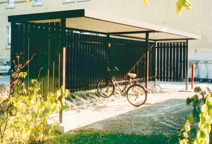 Fahrradüberdachungsanlage LUNA, einseitig, 2 Felder, Rück- und Seitenwände Stahlblechpaneele,