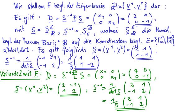 d) Diagonalisieren Sie die Matrix F aus Teilaufgabe (3a), das heisst, geben Sie eine