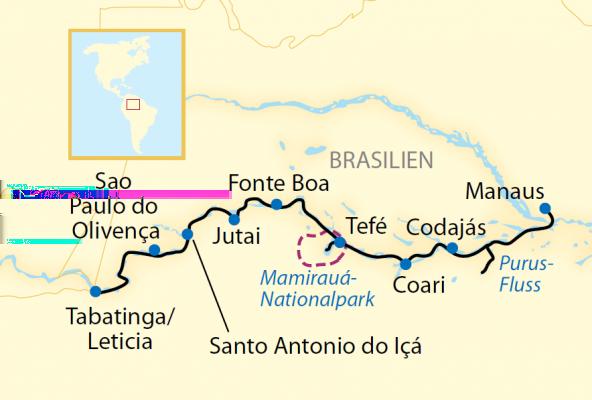 Schiffsreise Lateinamerika Brasilien Exklusiv-Charter: Unter Papageien und Piranhas von Manaus nach Tabatinga 16-tägige Schiffsreise mit 13-tägiger Flusskreuzfahrt auf dem oberen Amazonas