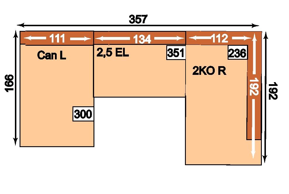 Nr. Artikel 6 TL3-2KOR 3-Sitzer links m. Tisch in Fb: Buche, Erle, Antik, Schwarz o. Lack weiss; 2-Sitzer Kombielement rechts; inkl.