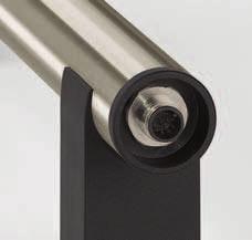 Werkstoff und Oberfläche: Rohr ø 30 x 1,5 mm aus Aluminium AlMgSi 0,5; feingeschliffen und schwarz eloxiert oder alternativ aus Edelstahl, Werkstoff-Nr. 1.4301; feingeschliffen.