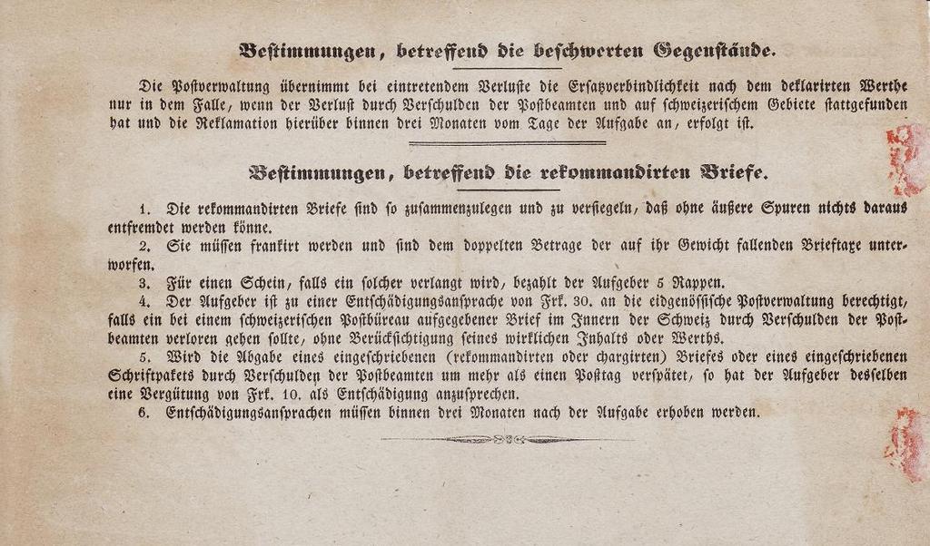Abbildung : 02.D.1.1.1 - Rückseite -- Quelle Sammlung Egger / Schätti / Debrunner 02.D.1.1.2 Buchstaben und Zahl (Fr., Rp.