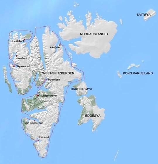 Geplanter Reiseverlauf: Ende Juni ziehen sich die Eismassen in der Regel auch an der Ostküste Spitzbergens so weit zurück, daß eine Umrundung des Archipels möglich wird.