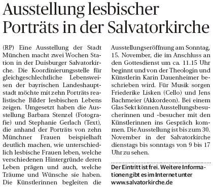 Presse-Artikel "Rheinische Post" Die Rheinische Post ignoriert das Queer.