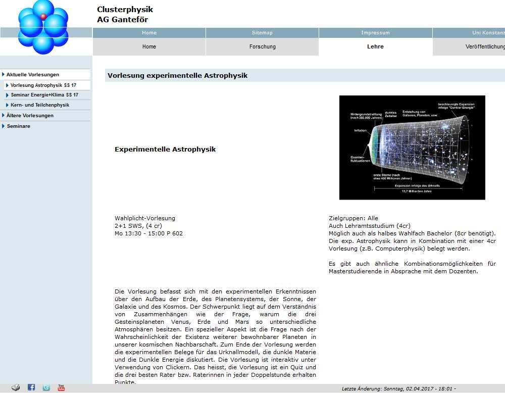 Homepage der Vorlesung https://www.gantefoer.uni-konstanz.