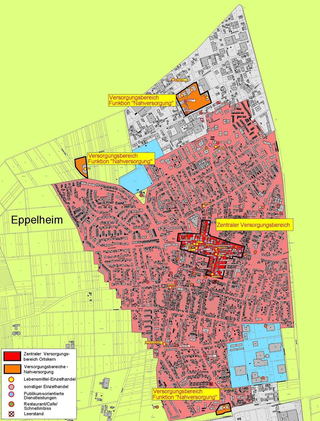 Zentraler Versorgungsbereich sowie zusätzliche Versorgungsbereiche Funktion Nahversorgung in der Stadt
