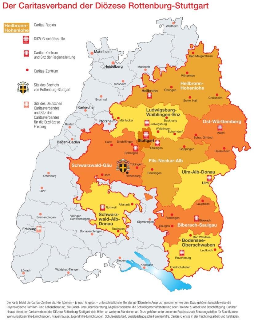 Die Caritas-Regionen Biberach-Saulgau Bodensee-Oberschwaben Fils-Neckar-Alb Heilbronn-Hohenlohe