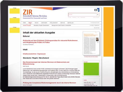 1 Website-Porträt 1 Webadresse www.digital.de 2 Kurzcharakteristik digital.de ist nicht nur die Website der Zeitschrift Interne Revision. Neben dem ejournal inkl.