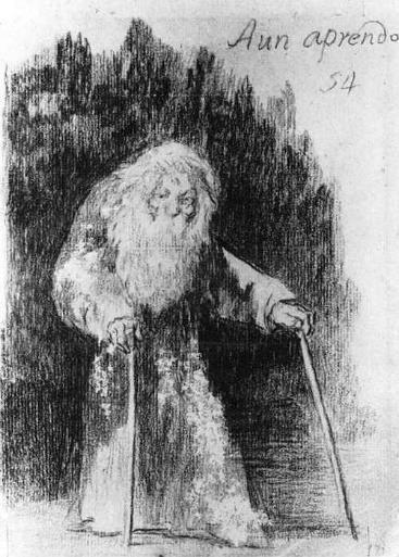 Francisco José de Goya; zwischen 1824 und 1828 Skizze eines alten