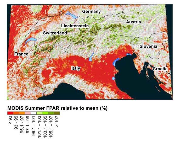 Auswirkung der 2003 Trockenheit/Hitze FPAR = fraction of absorbed photosynthetically