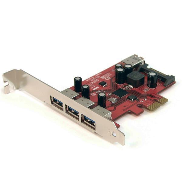 4 Port PCI Express USB 3.0 SuperSpeed Schnittstellenkarte mit UASP - SATA Power Product ID: PEXUSB3S4 Mit der 4-Port-PCI Express SuperSpeed USB 3.