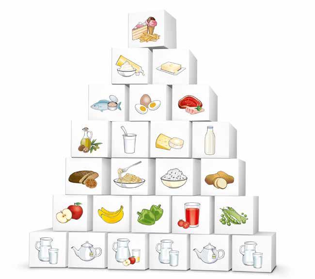Die österreichische Ernährungspyramide* Alkoholfreie Getränke Gemüse, Hülsenfrüchte und Obst Getreide und Erdäpfel Milch und Fisch, Fleisch, Wurst und Eier Fette und Öle Fettes, Süßes und Salziges